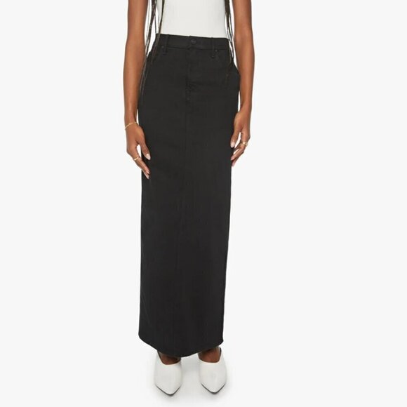 #25 NWT MOTHER Denim The Flagpole Maxi Skirt in Pitch - Picture 1 of 9